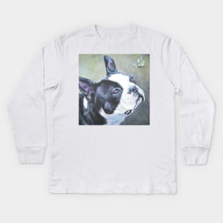 Boston Terrier Fine Art Painting Kids Long Sleeve T-Shirt